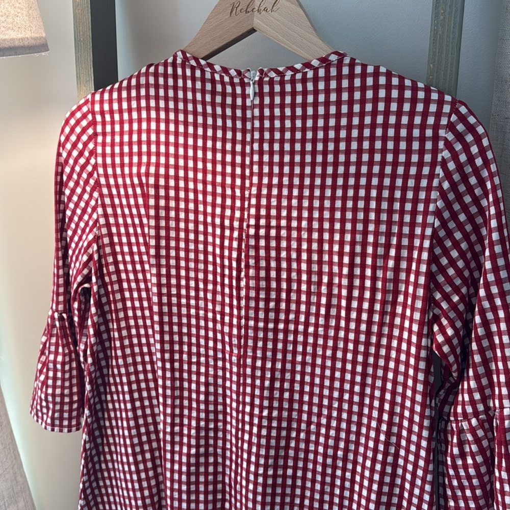 Red Gingham Ruffle Dress - Picture 4 of 7